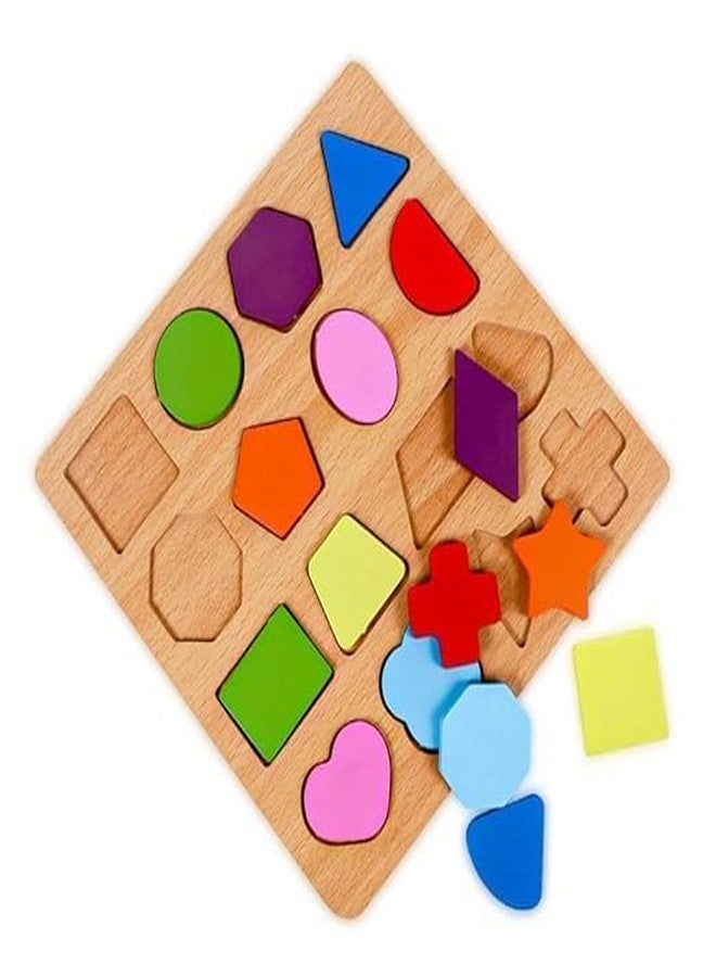Fun4You Wooden Shapes Puzzle Board for Kids | Montessori Shape Sorter | 16-Piece Learning Jigsaw Puzzle | Early Educational Brain Development Toy for Toddlers (Ages 2+ Years) - Image 2